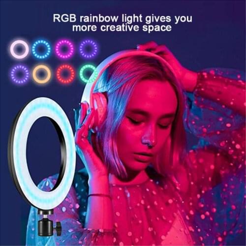 RGB Ring Fill Light Bracket Desktop Live Broadcast Sponge Tripod Colorful 10-inch LED Photography Fill Light Bluetooth Control