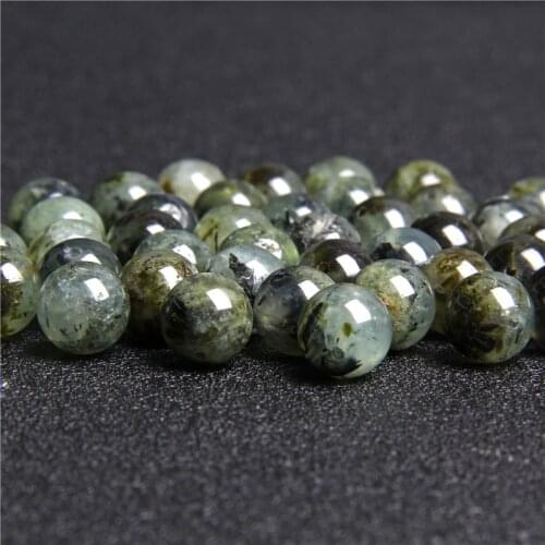 Natural Prehnites Stone Beads Round Loose Prehnites 6mm 8mm 10mm Green Quartz Crystal Beads For Jewelry Bracelet DIY Making