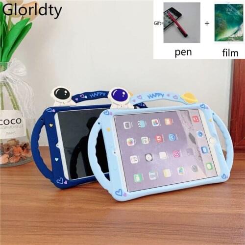Cute Cartoon Cover for IPad 9.7 2018 2017 Pro 9.7 10.2 8th 7th Air 1 2 Case for Mini 12345 Silicon PC Stand Handle Funda + Strap