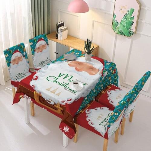 Fashion Christmas Tablecloth Or Chair Cover Santa Claus Print Table Cloth for Kitchen Dining Furniture Decoration Fabric