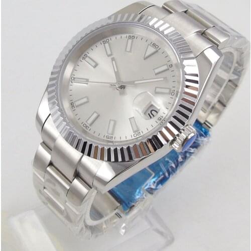 40mm Silver Dial Sapphire Glass Luminous MIYOTA 8215 Automatic Movement Mens Watch