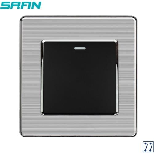 SRAN UK Standard 1Gang 3way rocker switch,250V 16A wall switch stainless steel panel 86mm*86mm white/black/gold