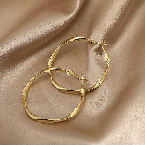 New Big Circle Simple And Cold Style Temperament Net Red Ear Ring Jewelry College Student Gift Earrings Boucles D Oreille Femme