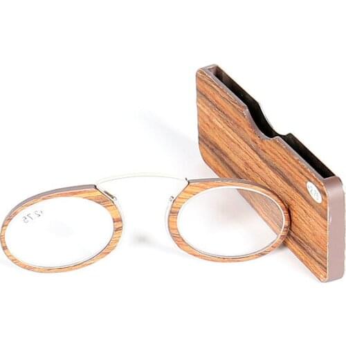 Vintage Oval Round Wood Readers Nose Clip Pince Nose Reading Glasses and Glasses Case comfortable 1.0 1.5 2.0 2.5 3.0 LH239