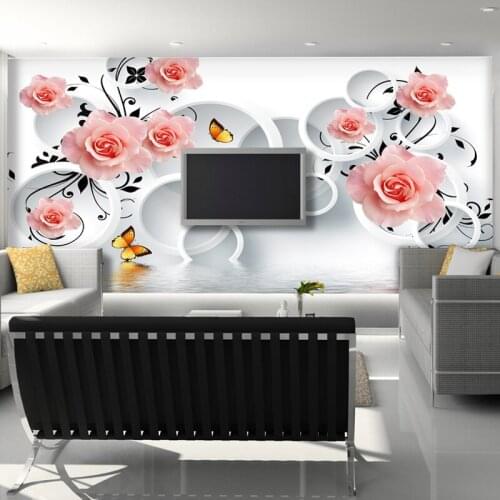 Custom Size Photo 3D stereo custom TV Sofa background wallpaper Bedroom large vintage flower wallpaper mural