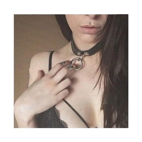 Candiway Adjustable PU Leather Traction Belt Sexy Slave Collar Strap Neck Restraints Fetish BDSM Sex Toys For Couples 1pc