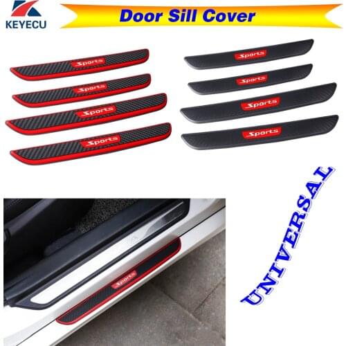 Keyecu 1 Set Rubber Car Scuff Plate Door Sill Cover Welcome Panel Step Protector Guard Anti-kick Scratch Protector Universal
