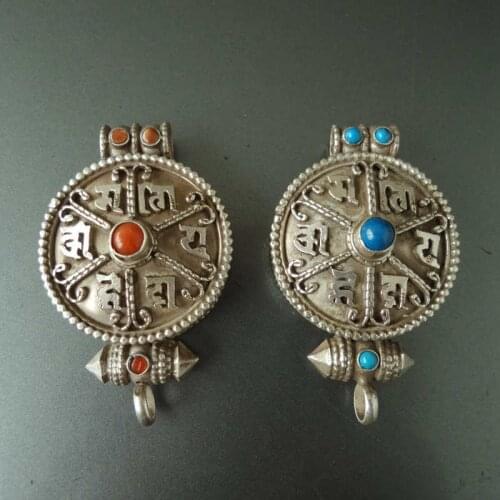 T9007 Nepal 925 sterling silver Pendant Tibetan Mantra Amulet Pendant Lockets OM MANI PAD ME HUM