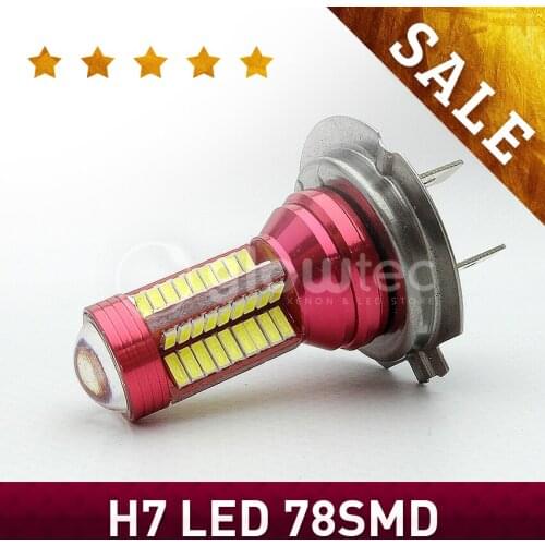 Super Bright 12V H7 78 SMD 4014 Led 78smd External Daytime Running Light Front Fog Lights Headlights Bulb GLOWTEC