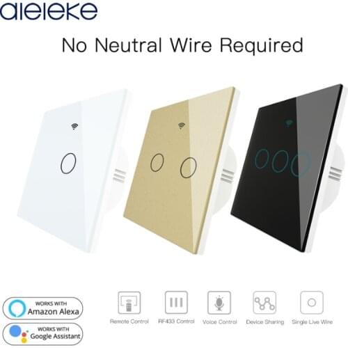 No Neutral Wire Needed WiFi RF433 Smart Wall Switch Smart Life Tuya Remote Control Single Fire Work with Alexa