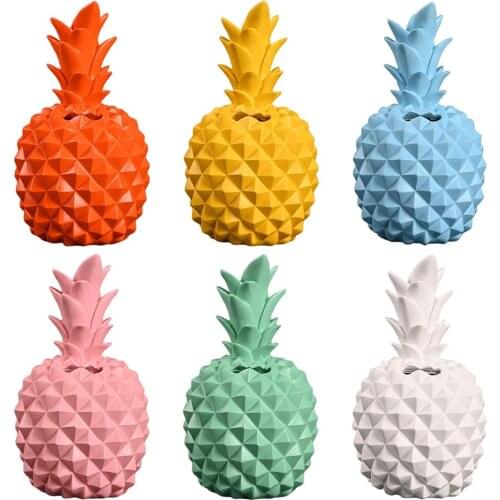Pineapple Shaped Piggy Can Home Decoration Craft Gift Money Cash Box Blue