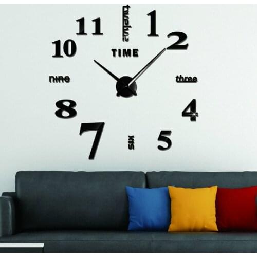 Affordable DIY mirror effect home decoration wall stickers Brief style still life quartz living room Affordable wall clock