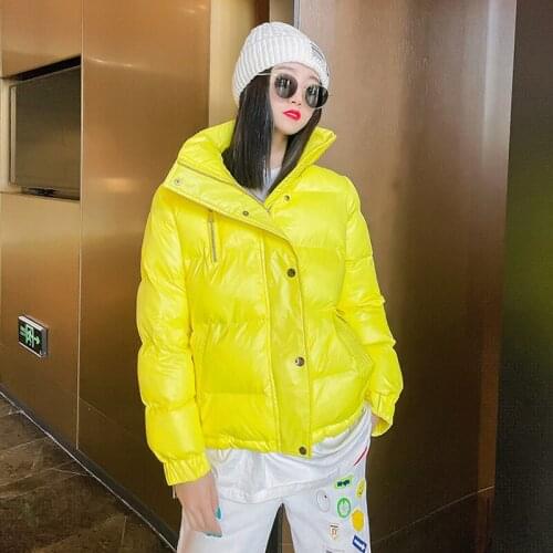 2021 New Winter Women Long Sleeve Coat Parkas Short Stand Collar Casual Overcoat Warm Down Cotton Jacket Female Outwear Femme