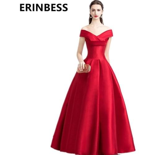 Vestido De Festa A Line Sexy V Neck Sleeveless Red Evening Dresses Long Floor Length Party Gowns 2019 Robe De Soiree