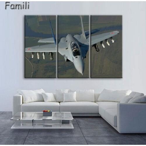 3Panel Poster Airport Fighter Painting Canvas Wall Art Picture Home Decoration Living Room Canvas Print Modern Painting
