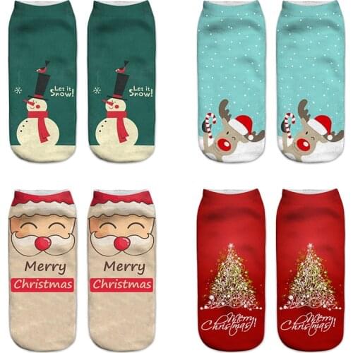 4Pairs 2Pairs New 3D Print Pattern Christmas Sock Low Ankle Socks For Men Women Short Socks Creative Colorful Happy