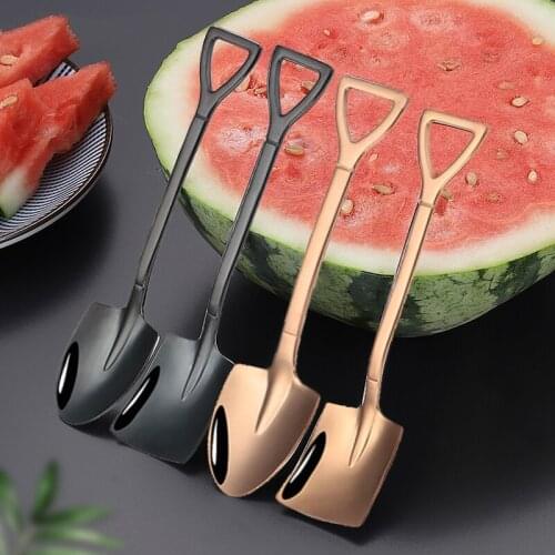 4PCS 304 Stainless Steel Creative Coffee Spoon Retro Shovel Spoon For Ice Cream Tea-Spoon Tableware Bar Tool Cutlery Set