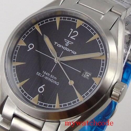 41mm Tandorio Famous Brand Mechanical Wristwatch Watch Date Indicator Japan NH35A Movement Sapphire Crystal Stainless Steel Band