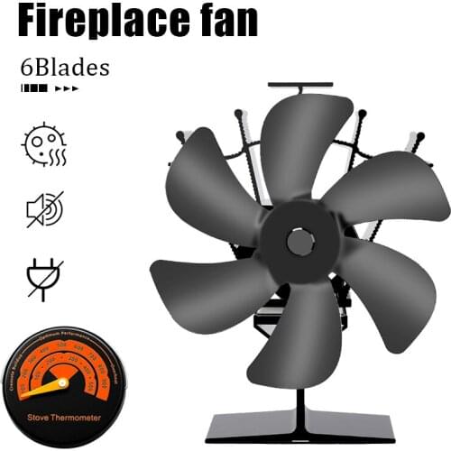 6 Blade Fireplace Fan Heat Powered Stove Fan Wood Burner Safe Quiet Fireplace Eco Fan Fuel Saving Efficient Heat Distribution