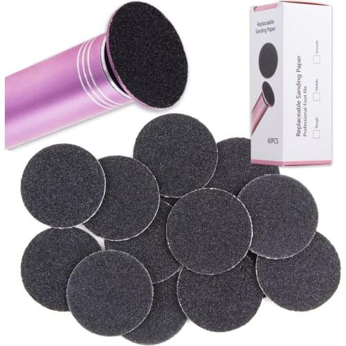 60Pcs/Box Foot Pedicure Discs Replacement Sandpaper Pad Disks Accessory Sanding Paper Electric Foot Sandpaper Callu Remover Tool