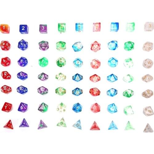 7pcs/set Transparent Acrylic Dice Set Multicolor 4, 6, 8, 10, 12, 20 Sided Dice TRPG Game Lovers Playing Games