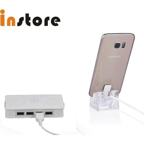 8 Ports Mobile Security System With Vertical Display Acrylic Stand And Charging Cable For Cell Phone