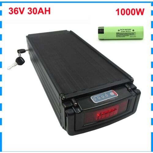 36V 30AH 1000W EBike Lithium Rear Rack battery 36 V 20AH E Bike Bicycle batterie pack NCR18650PF cell 30A BMS with Tail light