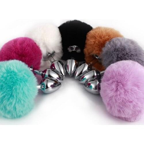 Bunny Tail Anal Butt Plug, Dildo Prostate Accessory,Silicone&Stainless Steel Petite Rabbit Plug