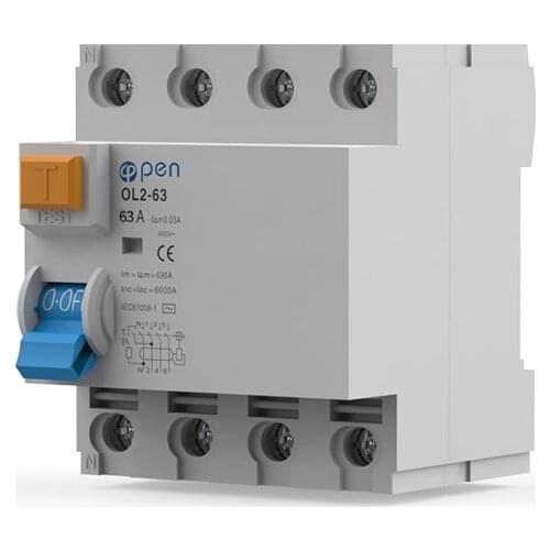 4P 63A S Type Delay Type Residual Current Circuit Breaker RCCB OL2-63 Series for Overload and Short Circuit Protection