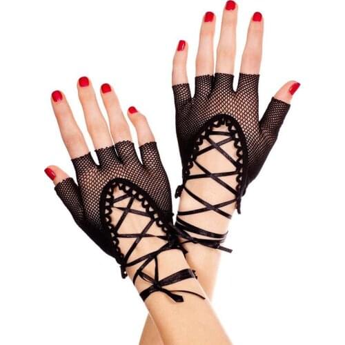 Fishnet Mesh Lace Wrist Band Fingerless Glove Mitt Sexy Batcave Goth Punk Rock Lolita Harajuku Stage Party Costume