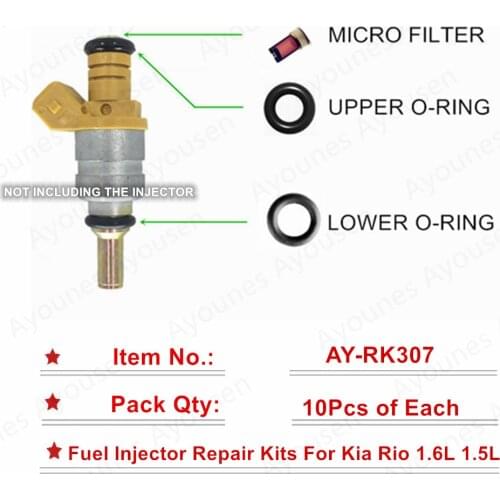 Free shipping 10sets/30Pcs Fuel Injector Repair Kit For Parts 0K30E13250 For Kia Rio 1.5L 1.6L For AY-RK307