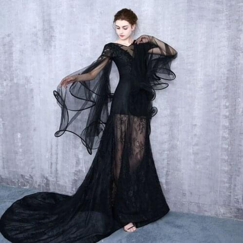 Free ship black/light blue sea queen/dark queen long vintage dress/sea theme/studio stage long dress/halloween