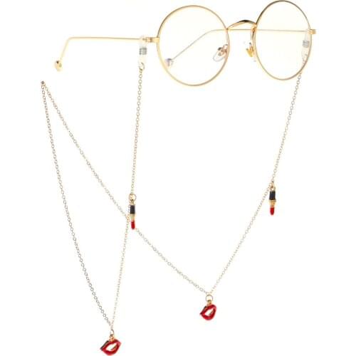 Reading Glasses Chain Lipstick Lips Sunglasses Holder Neck Strap Rope Ornaments Necklace Convenient Eyeglass Glasses