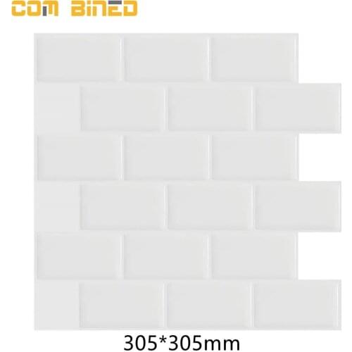 Com Bined 5pcs 3D Wall Stickers Decor Kitchen Bathroom Tiles 305x305mm Wall Brick Peel Sticker Decals Best Room Decoration