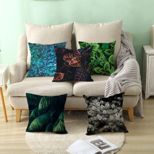 Tropical Plants Pattern Decorative Pillowcase Peach Skin Cushion Cover Throw Pillow Cover Sofa Decoration Pillowcover 45*45cm/pc