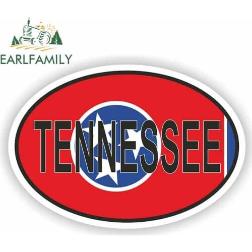 EARLFAMILY 13cm x 8.9cm For Tennessee State Oval With Flag Fine Decal Waterproof Car Stickers Funny Graffiti VAN SUV Decoration