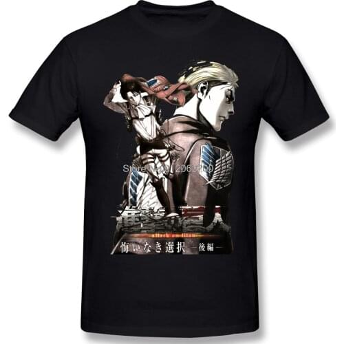 Men Attack On Titan Titans Anime Television Series Black T-Shirt Shingeki No Kyojin Pure Tees Harajuku TShirt