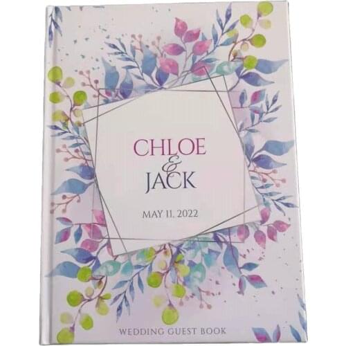 Marriage Personalised Guest Book Spring Wedding Sign in Book Watercolour Leaves Guest Book