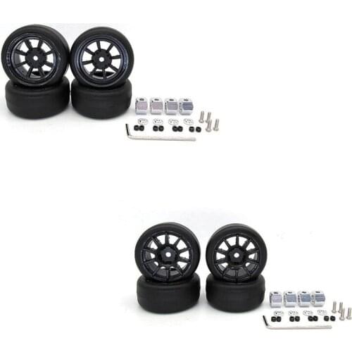Drift Tire Tyre Wheel with 5mm to 12mm Wheel Hub Hex Adapter Upgrade Accessories for WPL D12 1/10 RC Truck Car Parts