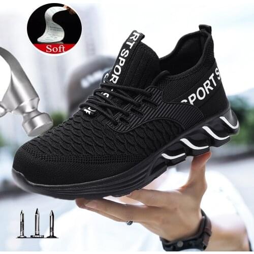 2021 new men safety shoe boots sneakers work safety shoes steel toe safety shoes large size 48 size sports light casual shoes