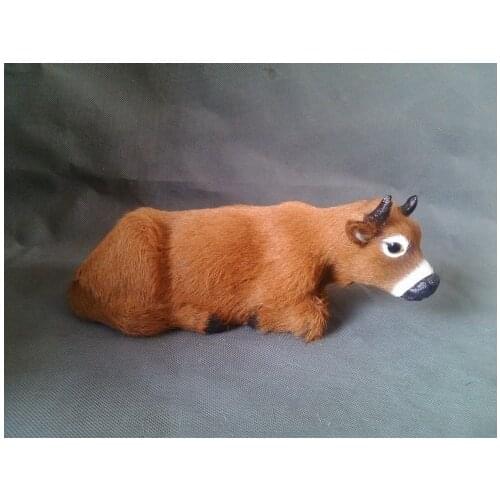 Simulation yellow cattle 24x10cm model,polyethylene&furs prone cattle prop.home decoration toy Xmas gift w4156