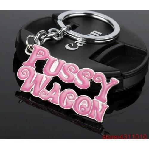 Fashion women alloy metal keychain kill bill PUSSY WAGON keychain key ring pendnat for women trinket key holder charm jewelry