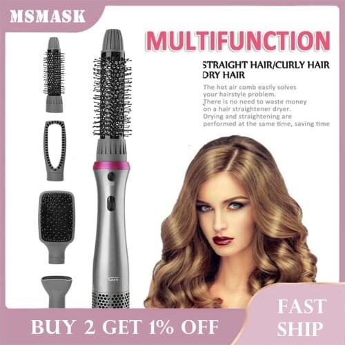 4In1 Electric Hair Dryer Set Blow Dryer Comb Rotating Hot Air Brush Hairdryer Hair Blower Brush Hair Curler Curling Iron Styler