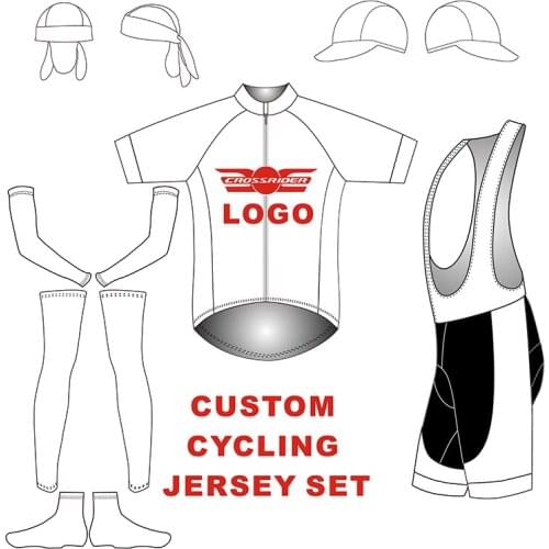 Crossrider Custom Cycling Jersey Sets Design Personal Logo Cycling Clothing Customized bike Cap/Armwarmers/Legwarmers/shoe Cover