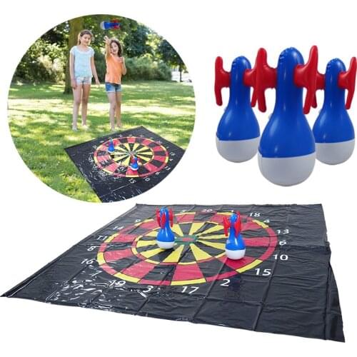 Outdoor Lawn Game for Family Kids Inflatable Dart Games Backyard Toys with 3 Tumbler Darts Play Mat Sports Activities Child Gift