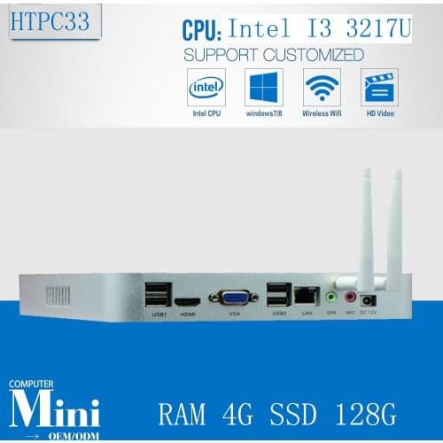 Desktop Computer,Mini PC,I3 3217U 1.8GHz,Laptop,DDR3 4G RAM 128G SSD,WIFI,HD Video,Support USB Keyboard and Mouse