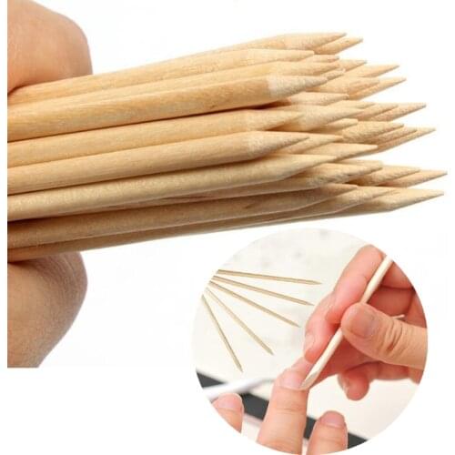 11.3cm 50Pc Wood Stick Cuticle Remover Orange Wooden Sticks Dual-end Nail Art Design Dead Skin Pusher Picker Manicure Care Tools
