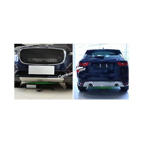 Front + Rear Bumper Protector Skid Plate 2pcs For Jaguar F-Pace X761 2016 2017