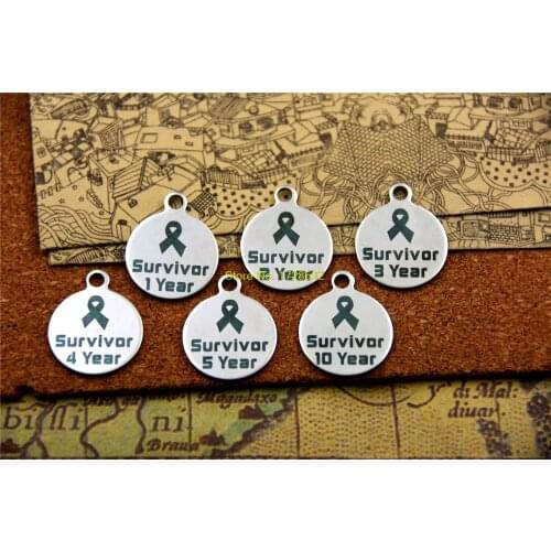 20pcs--stainless steel charms "SURVIVOR 1/2/3/4/5/10 YEAR" charm pendant