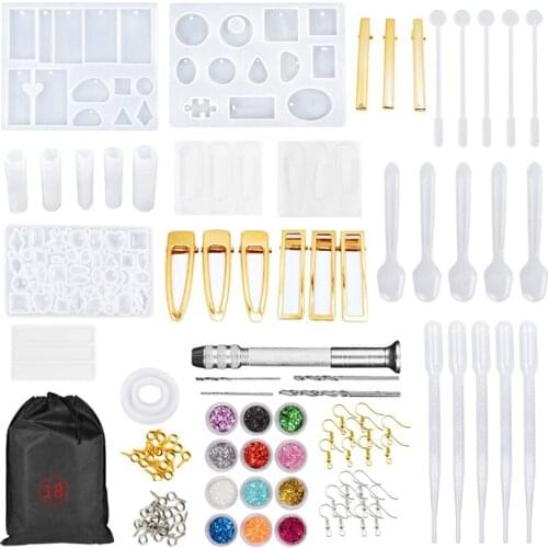 Transparent Epoxy Resin Casting Molds Kit Silicone Mold With Epoxy Glue For Earring Keychain Jewelry Making DIY Moule Silicone